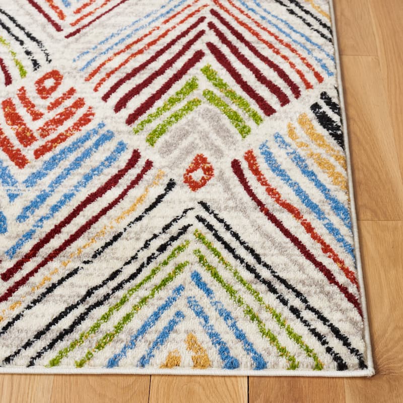SAFAVIEH Amsterdam Gulumser Modern Rug - 6'7" Square - Ivory/Red