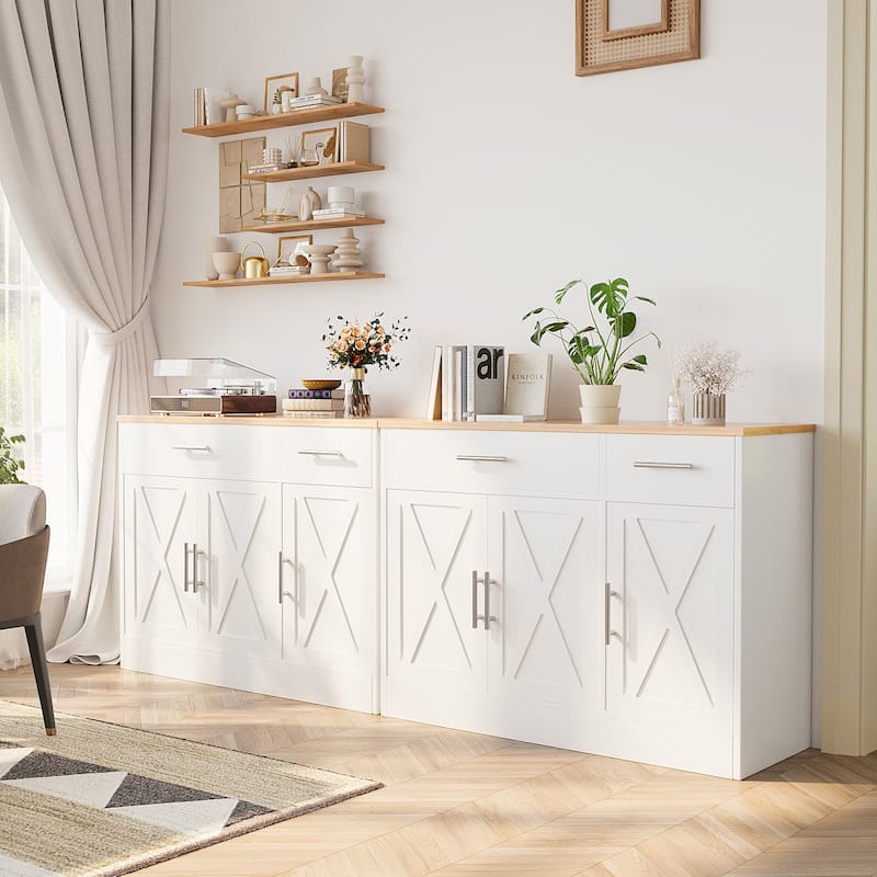 3-Door Buffet Sideboard Accent Cabinet - Multifunctional Organizer