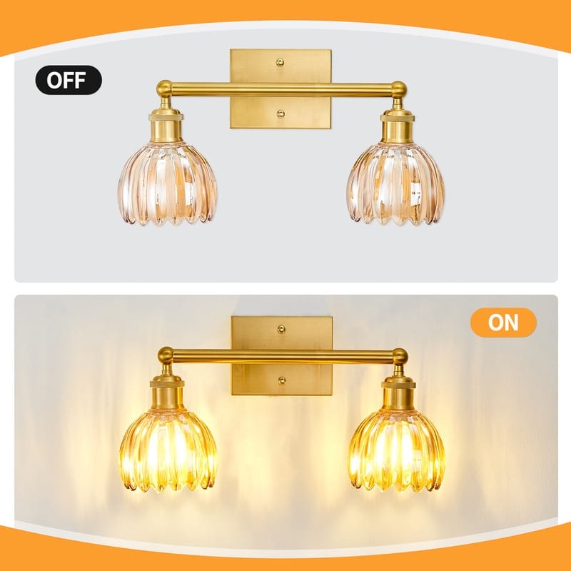 Modern Vintage Bathroom Vanity Light - Patterned Glass Shade E26 Bulb Base