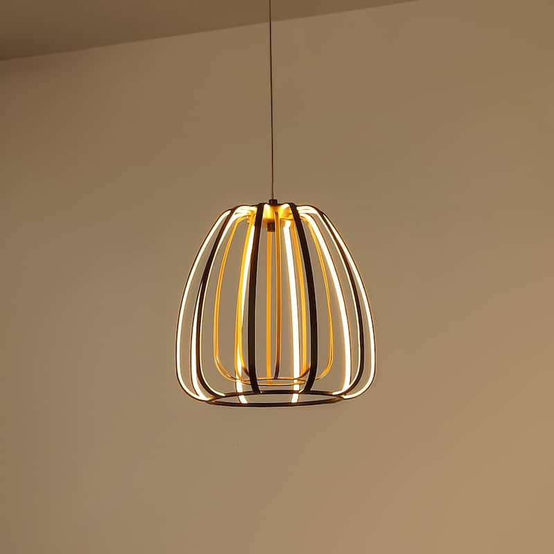 Adjustable Dimmable Cage Integrated LED Pendant, By JONATHAN Y - 11.5 x 11.5 x 11.5