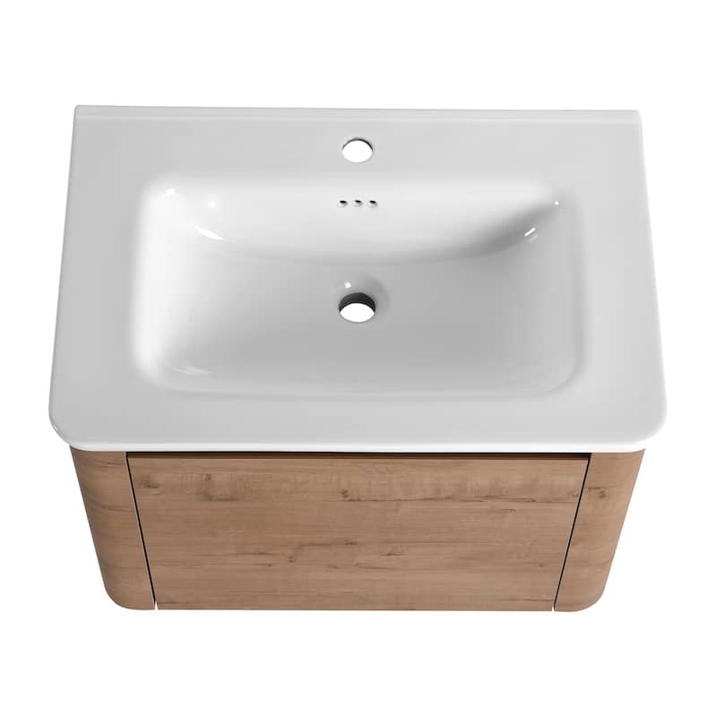 Wall-Mounted Bathroom Vanity with Ceramic Sink