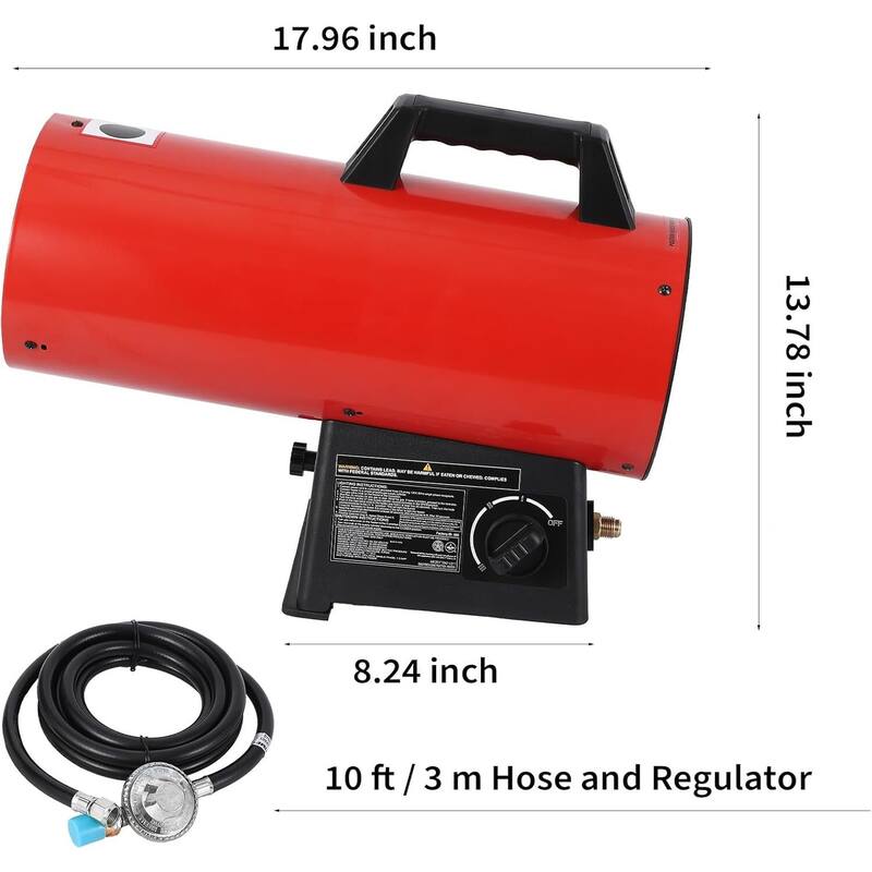 60,000 BTU Forced Air Propane Heater, with Regulator