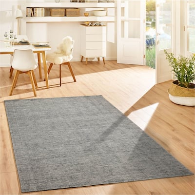 LoomBloom Hand Knotted Beige Wool Area Rug with Modern Ribbed Design - 5' 3'' x 7' 7''