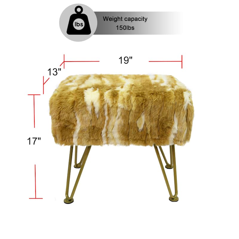 Home Soft Things Soft Fauxfur Ottoman Fuzzy Entryway Bench Seat