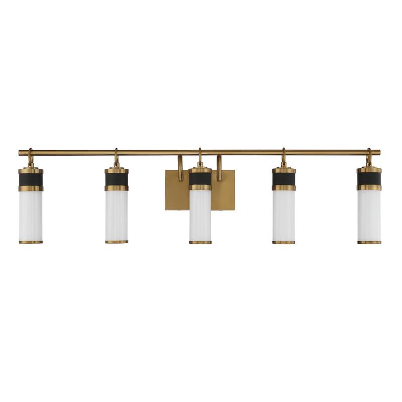 Abel 5-Light LED Bathroom Vanity Light in Matte Black with Warm Brass Accents - Matte Black with Warm Brass Accents