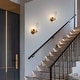 preview thumbnail 6 of 13, Fenro Modern Brass Wall Sconce Glass Art Deco Bathroom Vanity Light - Electroplated Gold - L4.7"*W5.9"*H10.6"