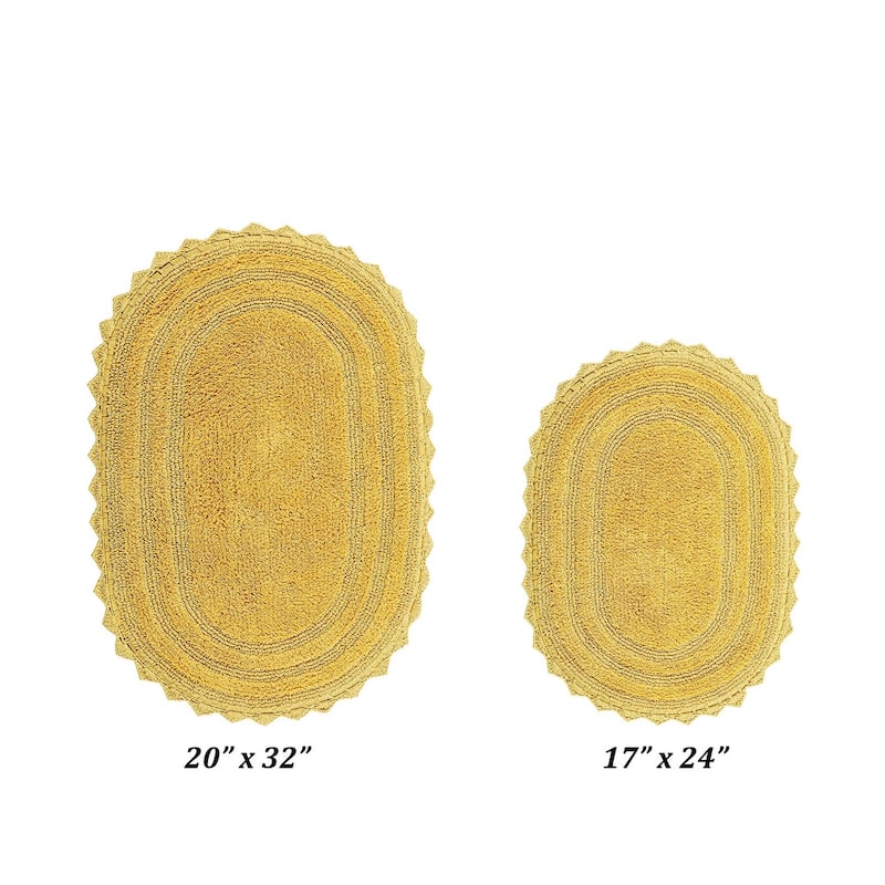Better Trends Oval Bath Rugs Set 100% Cotton Soft & Water Absorbent Tufted Bathroom Rug for Shower, Sink Bath Mats Lilly Crochet