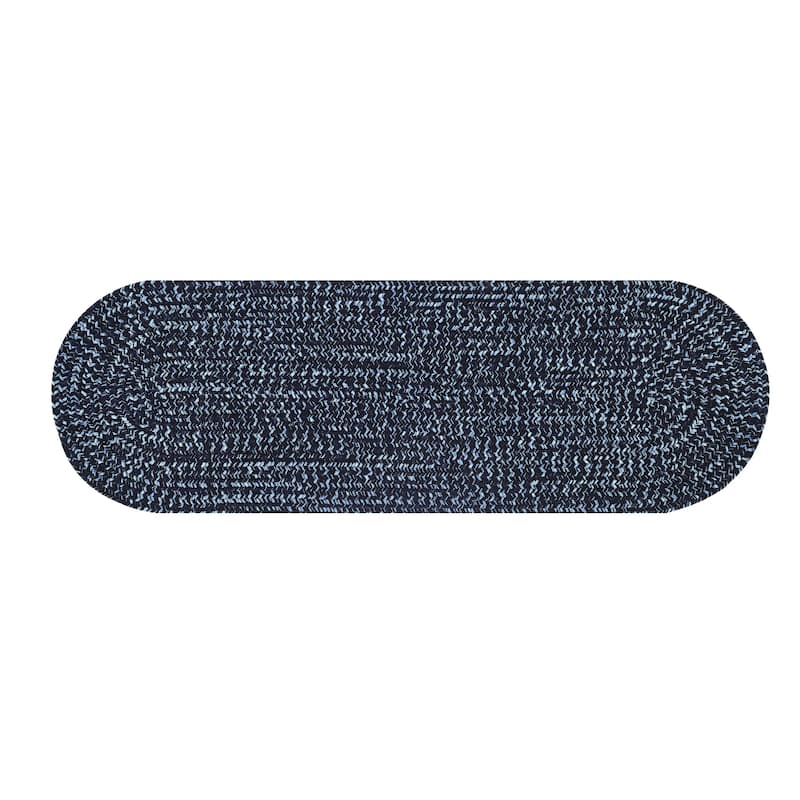 Better Trends Chenille Tweed & Solid Braid 100% Polyester Stain Resistant, Double Sided Reversible Indoor Area Rug - 24" x 72" Runner - Navy & Smoke Blue
