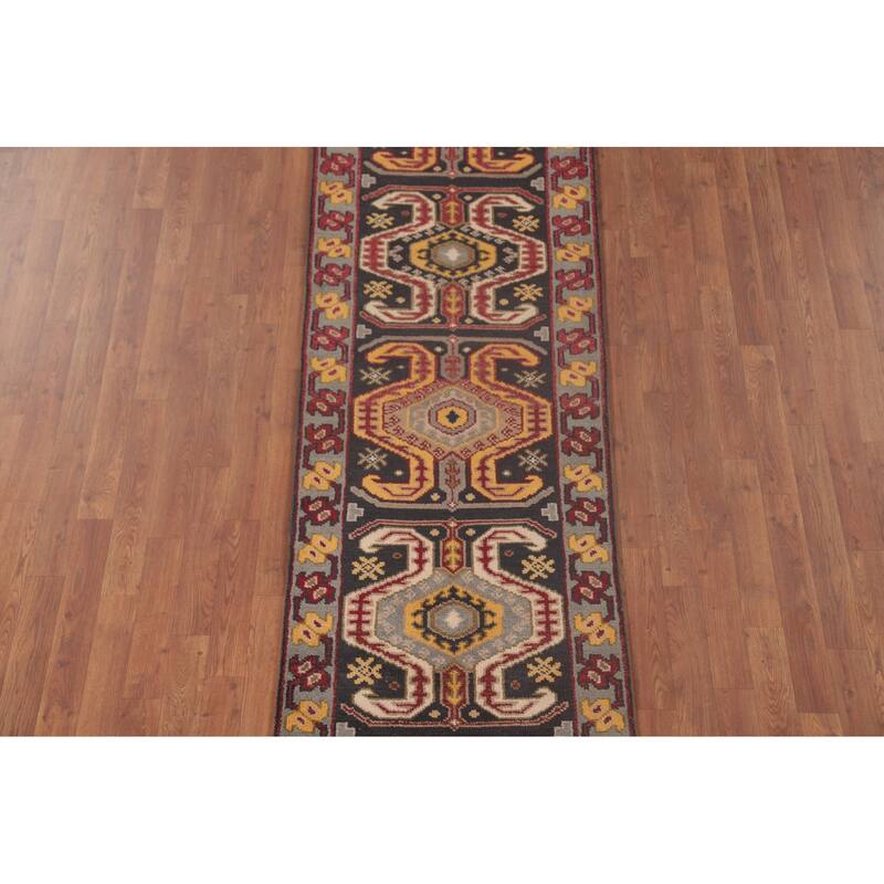 Kazak Runner Rug Hand-Knotted Wool Carpet - 2'6"x 9'8"