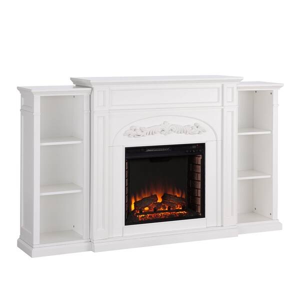 Shop 72 5 White And Black Traditional Electric Fireplace With