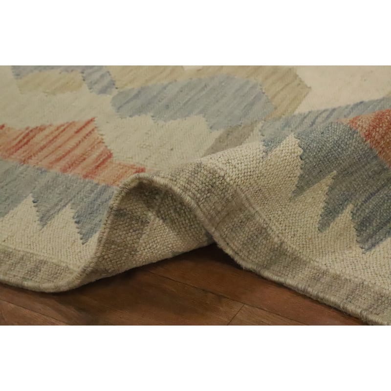 Hand Woven Oriental 100% Wool Carpet Southwestern Tribal Navy Blue & Blues Kilim Area Rug - 9' 11'' X 8' 4''