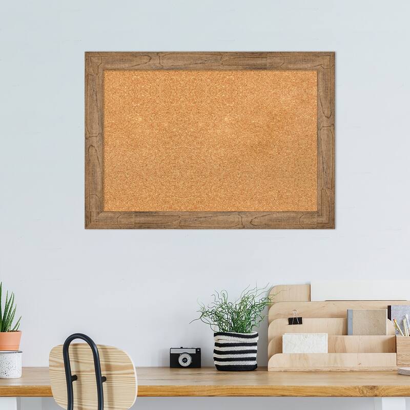 Owl Brown Narrow Wood Framed Natural Corkboard Bulletin Board