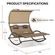 preview thumbnail 11 of 37, Outdoor Double Chaise Lounge Chair Rocking Lounger with Sunshade Canopy - 54.5"W*67.3"D*65.7"H