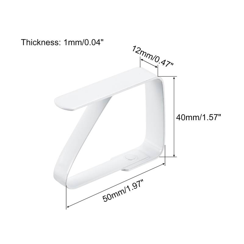 Tablecloth Clips 50mmx40mm 420 Stainless Steel Table Cloth Holder 4Pcs - White
