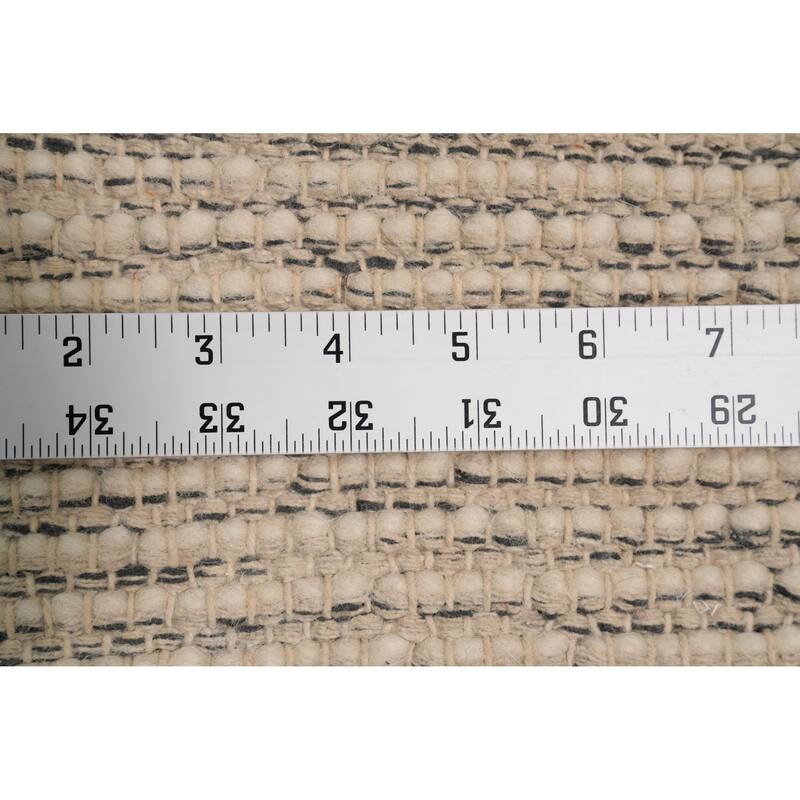 Hand Knotted Oriental 100% Wool Carpet Modern Geometric Beige & Ivories Modern Gotti Design Runner Rug - 9' 5'' X 2' 6''