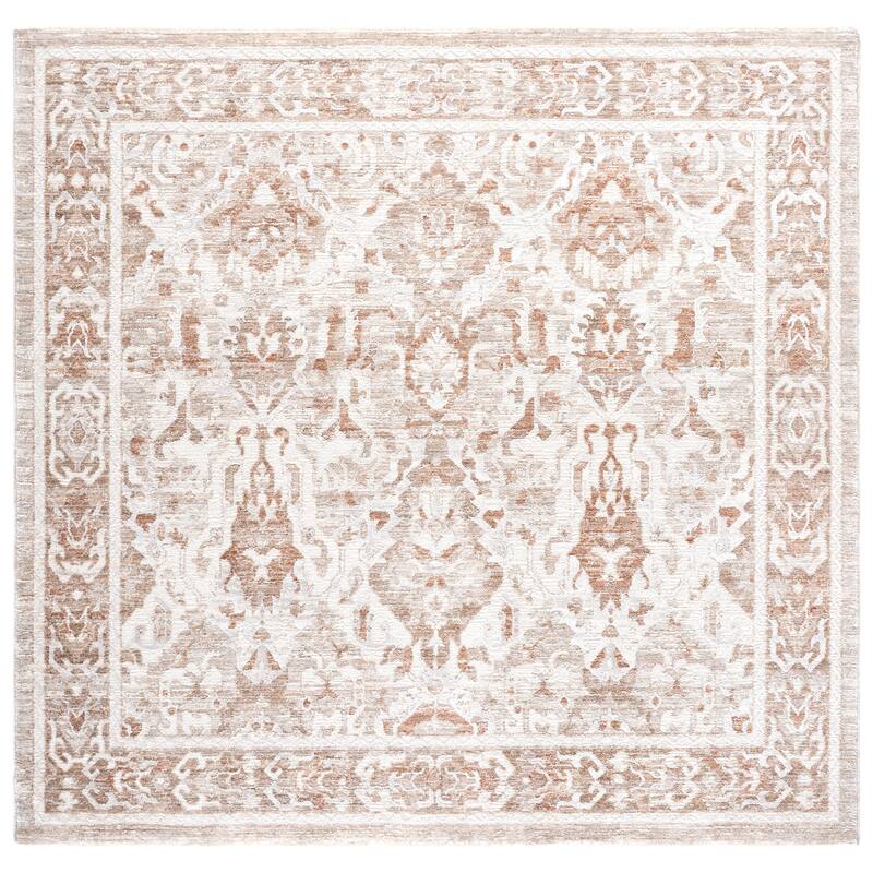 SAFAVIEH Kendal Magdolna Traditional Rug - 6'7" Square - Ivory/Rust Beige