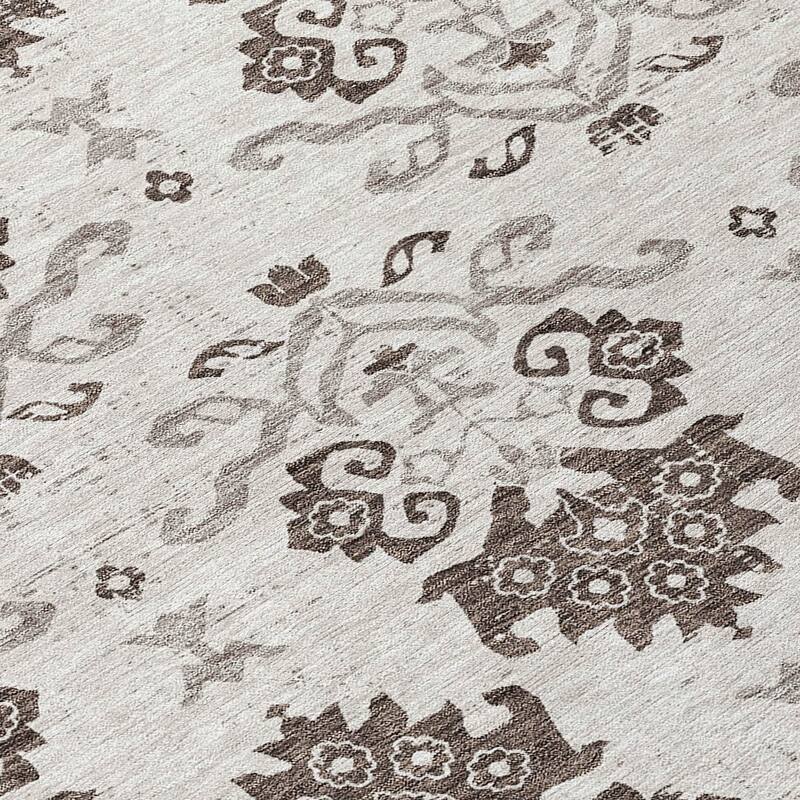Machine Washable Indoor/ Outdoor Chantille Damask Medallion Rug