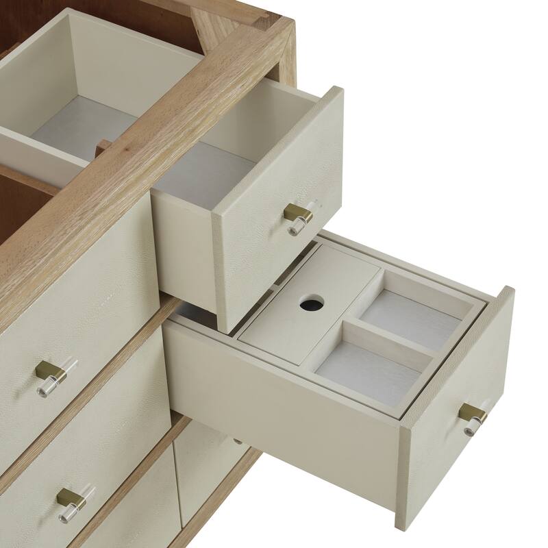Celeste 48" S Vanity, Sunwashed Oak with Embossed Shagreen w/FreePower Wireless Charger