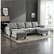 U-Shape Sectional Sofa, Extra Wide Comfort Linen Chaise Upholstered ...