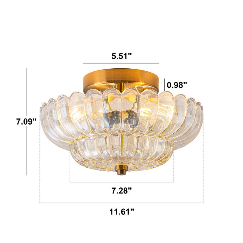 Starsky Modern 3-light Glass Semi Flush Mount - N/A