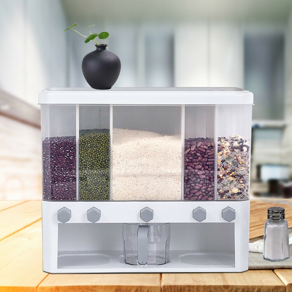 Wall Mounted Dry Food Dispenser Kitchen Rice Storage Container