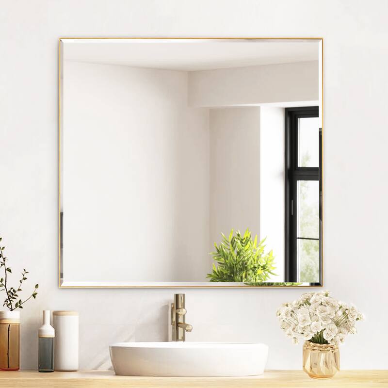 Aluminum Framed Rectangle Beveled Bathroom Wall Mirror