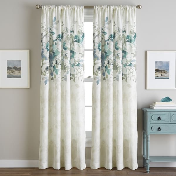 Watercolor Floral Flip Over Rod Pocket Single Curtain Panel Overstock 23540992