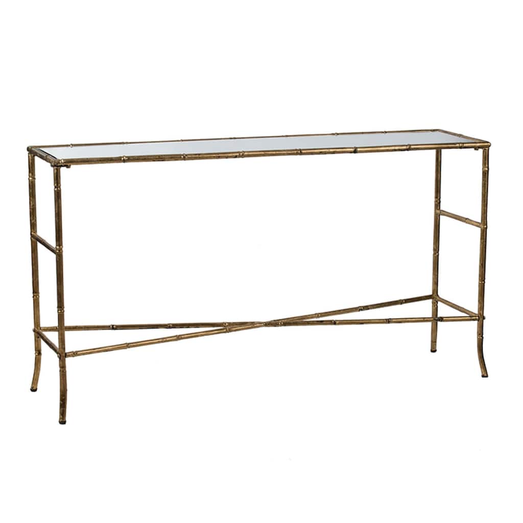 Mirrored Rectangular Console Table - 56.25" - Antique Gold