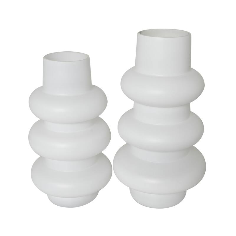 Glass Dimensional Bubble Decorative Vase - Set of 2 Black or White- Roche River Decor - White