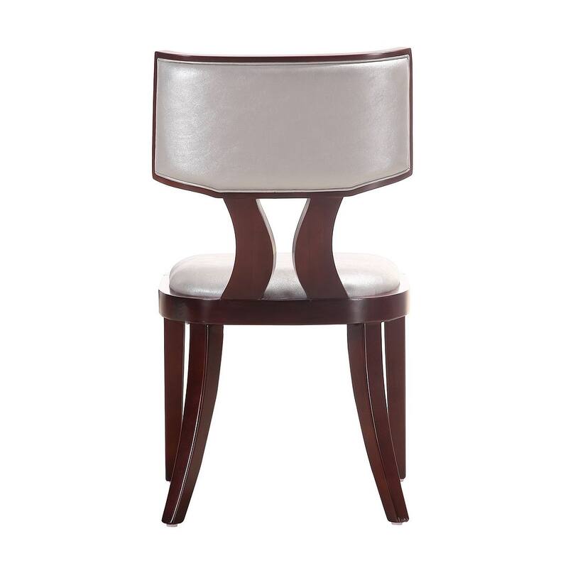 Pulitzer Pearl White and Walnut Faux Leather Dining Chair (Set of Two)