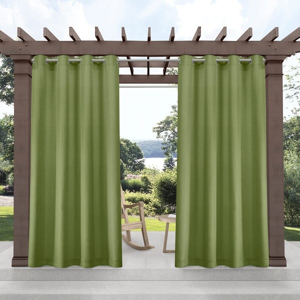 slide 2 of 10, ATI Home Delano Indoor/Outdoor Grommet Top Curtain Panel Pair 54x120 - Kiwi Green