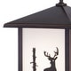preview thumbnail 10 of 10, VAXCEL Bryce 12.5 in. H 1-Light Burnished Bronze Rustic Deer Outdoor Wall Sconce, Steel, White Tiffany Glass Shade