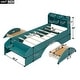 preview thumbnail 3 of 12, 2 Drawer Platform Bed Hidden Storage Drawers Bed Frame Wood Slat Support with Shelf Headboard Footboard, Full - Dark Green