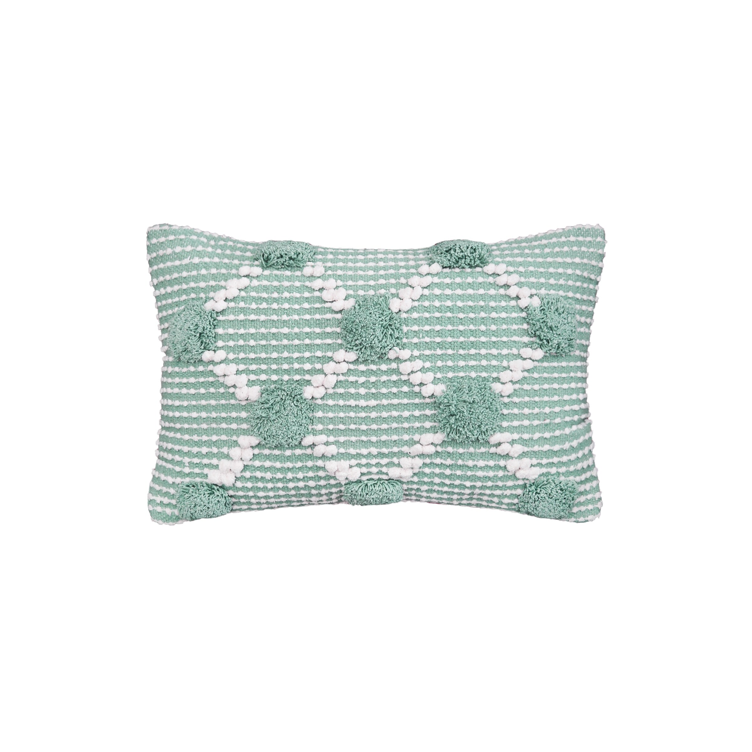 Josie Surf Pillow Green 14" x 22" Rectangle Soft Woven Pillow For Couch Sofa Bed Chair Cotton