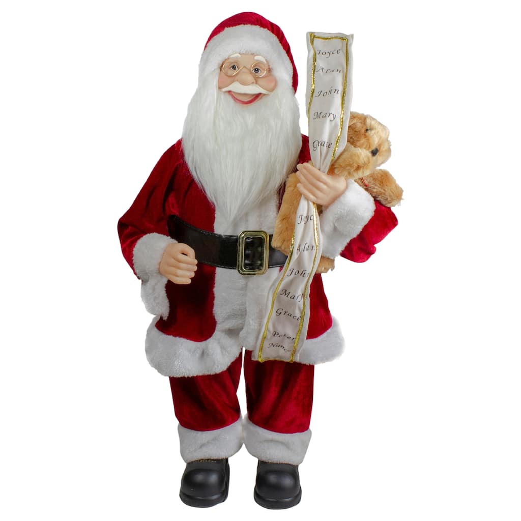 Standing Santa with Teddy Bear and List Christmas Figure - 24"