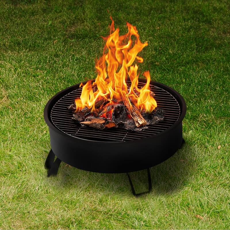 30 in Fire Pit for Outside Wood Burning with Spark Screen Cover