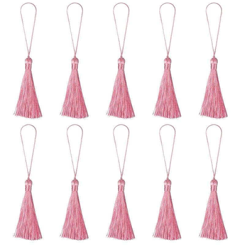 6.5" Silky Bookmark Tassels with Loop for DIY Craft Accessory, 20Pcs Pink