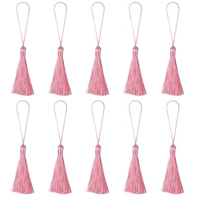 6.5" Silky Bookmark Tassels with Loop for DIY Craft Accessory, 20Pcs Pink