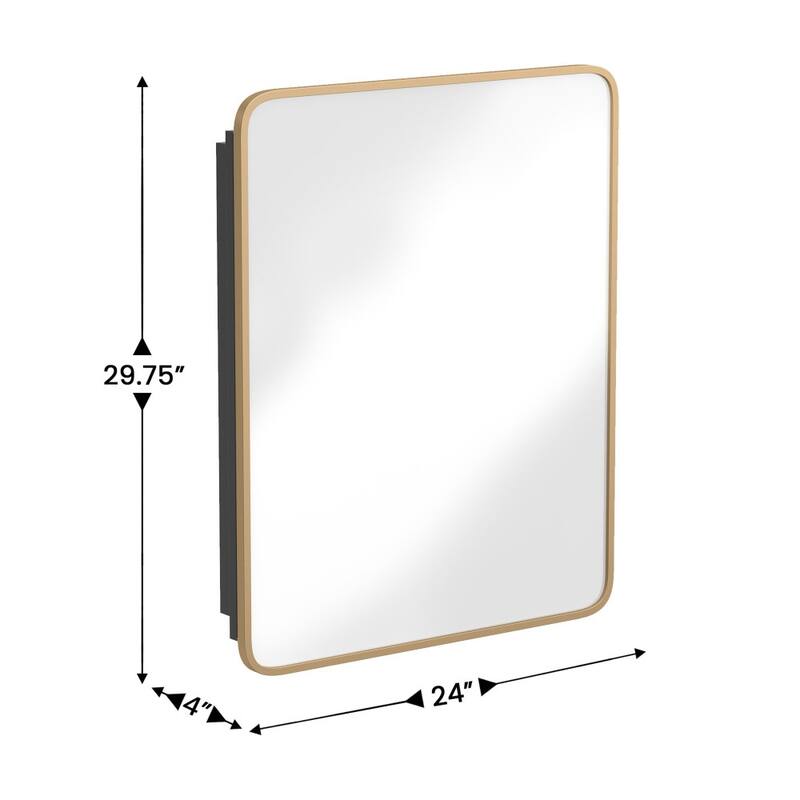 Recessed Bathroom Medicine Cabinet with Beveled Mirror - 24"W x 4"D x 29.75"H