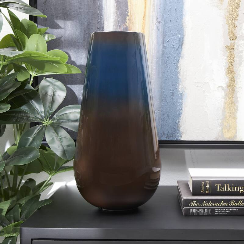 CosmoLiving by Cosmopolitan Metal Slim and Cone Geometric Vase with Handles (Set of 2) - Gold, Silver, Dark Gray, White, Black