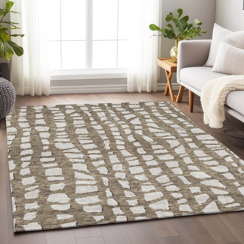 Premium Washable Super Soft Contemporary Cobble Mayfield Rug - Brown - 2' 6" x 3' 10"
