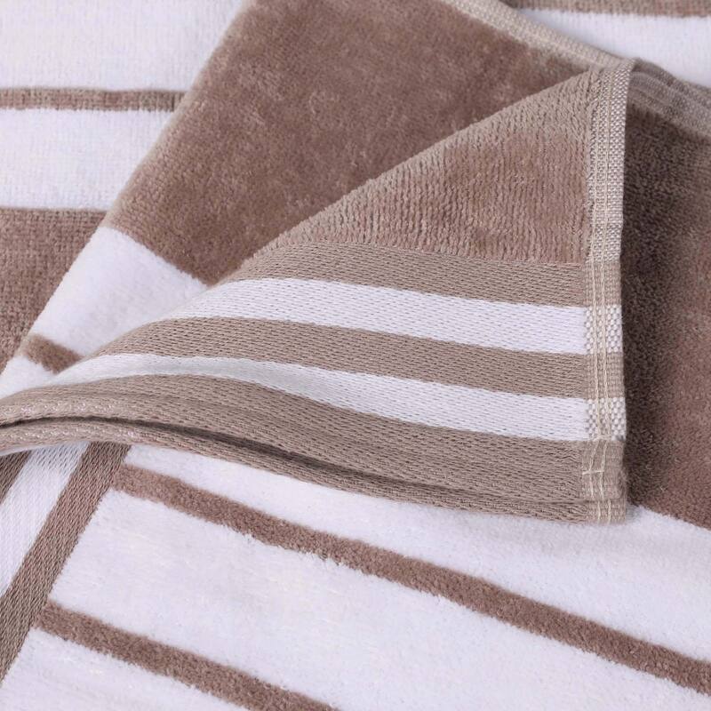 Superior Striped Large Oversized Cotton Beach Towel - Set of 2