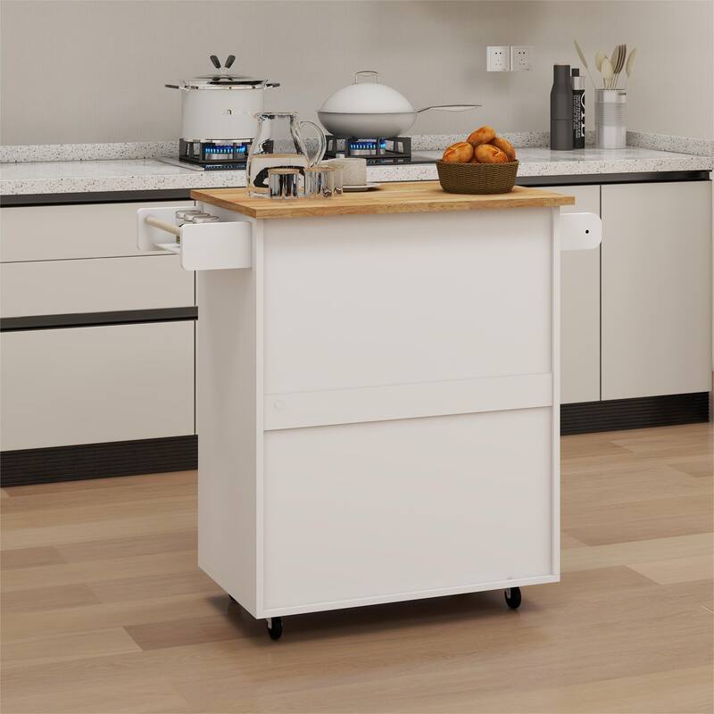Island Rolling Trolley Cart with Adjustable Shelves,Towel Rack