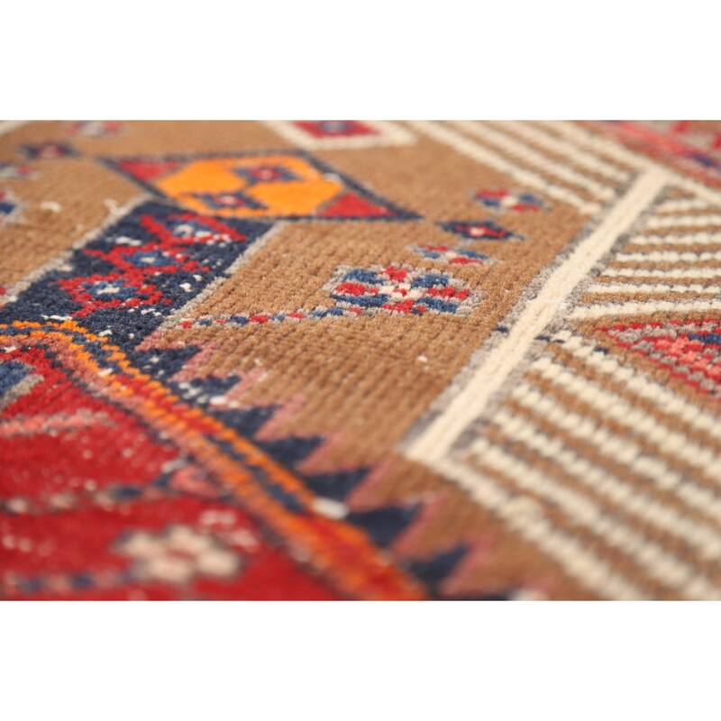 Tribal Ardebil Persian Vintage Runner Rug Hand-Knotted Wool Carpet - 3'4"x 11'1"