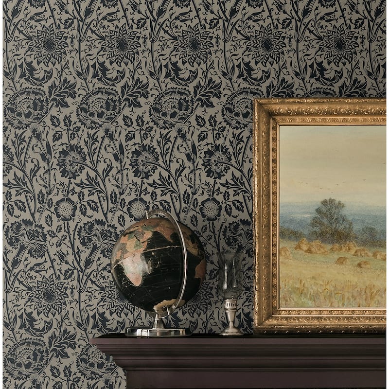 Seabrook Designs Tonal Floral Trail Nonwoven Unpasted Wallpaper
