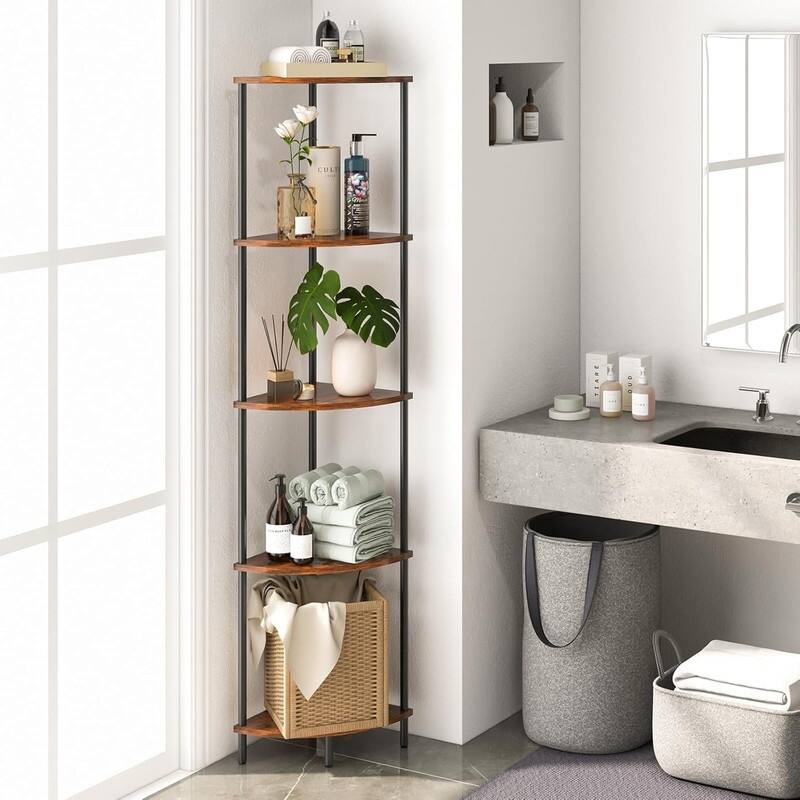 5-Tier Bookshelf, 65" Tall Shelves