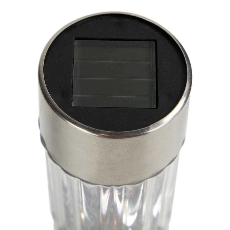 Set of 6 Silver Solar Powered LED Pathway Markers 10"