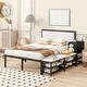 preview thumbnail 10 of 16, Full Size Metal Platform Bed with 2-Tier Storage Shelves, Wooden Storage Cabinet, White Black