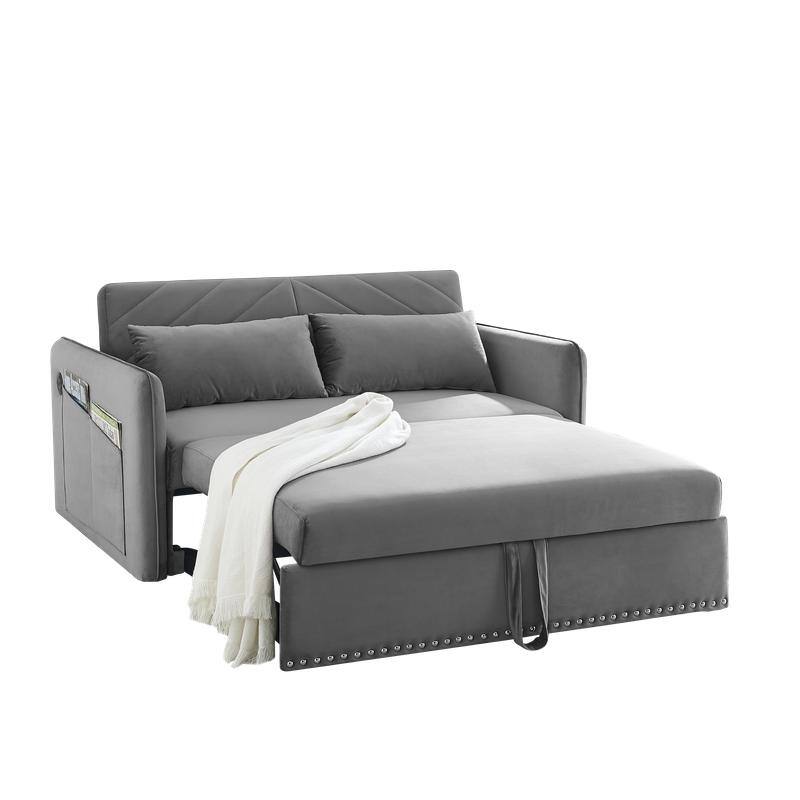 55'' Velvet Sofa Bed with USB Port