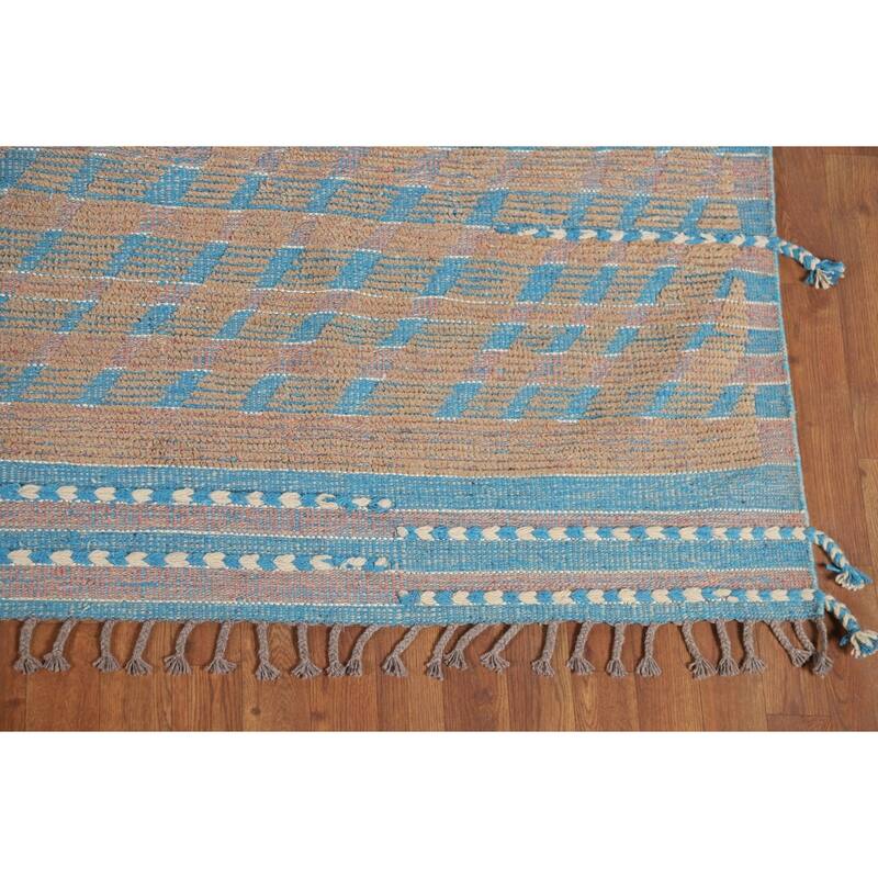 All-Over Striped Moroccan Oriental Area Rug Handmade Wool Carpet - 8'10" x 12'7"